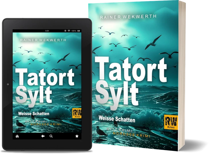 Vorschau Taschenbuch und E-Book „Tatort Sylt: Weisse Schatten (Sylt-Krimi 12)“ von Rainer Wekwerth.